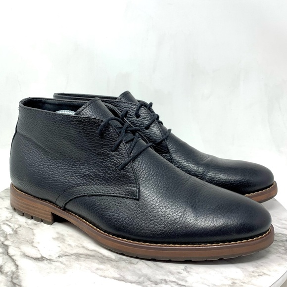 Joseph Abboud Black Pebbled Leather Chukka Boots 10.5 Classic Business Casual